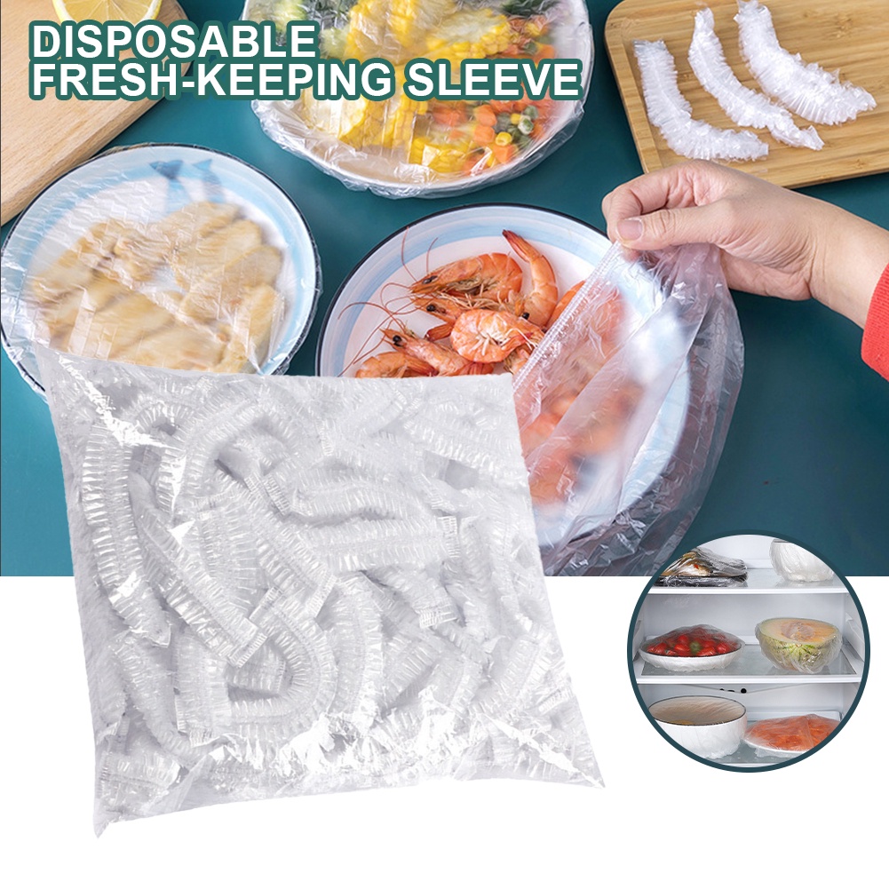 100 Pcs Disposable Food Cover Plastic Wrap Elastic Food Lids For Fruit ...