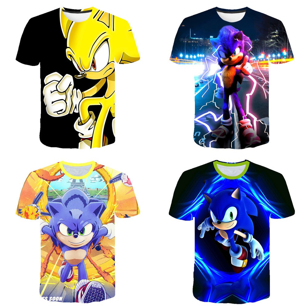 Hedgehog SONIC Summer 2020 New 3D Digital Printing Adult Children's Clothing Casual Short-sleeved T-shirt