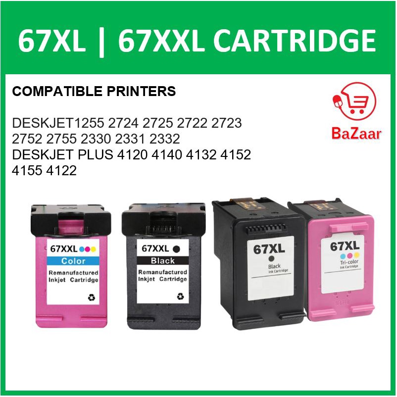 Compatible HP 67XL 67XXL 67 XL Black Color ink cartridge Printer Black