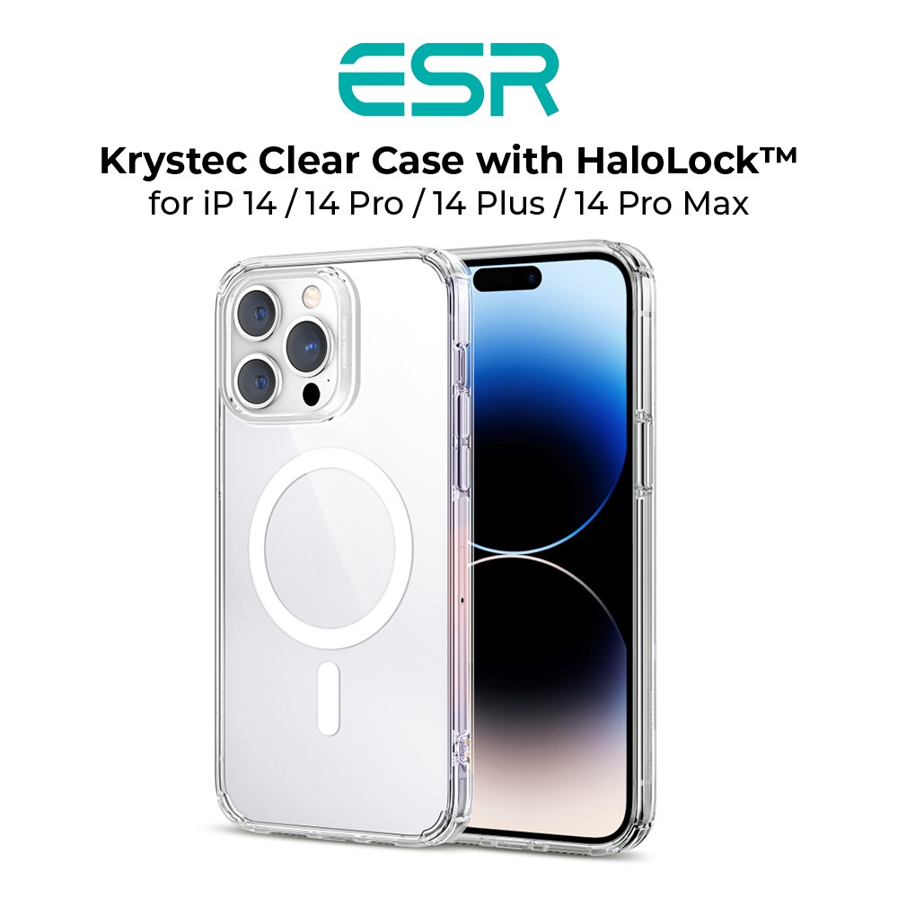 ESR Krystec Clear Case with HaloLock for iPhone 14 /14 Pro / 14 Plus