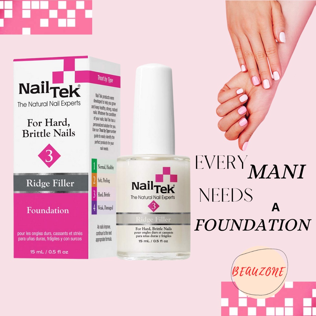 Nail Tek Foundation III, Ridge Filler Strengthening Base Coat For Hard ...
