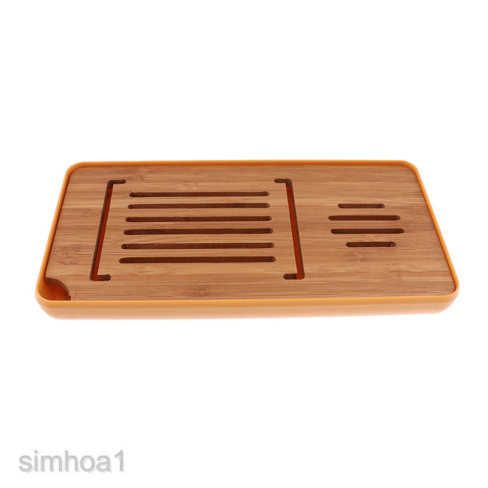 23x11cm Bamboo Chinese Tea Table Serving Tray W  Melamine Water Tank 