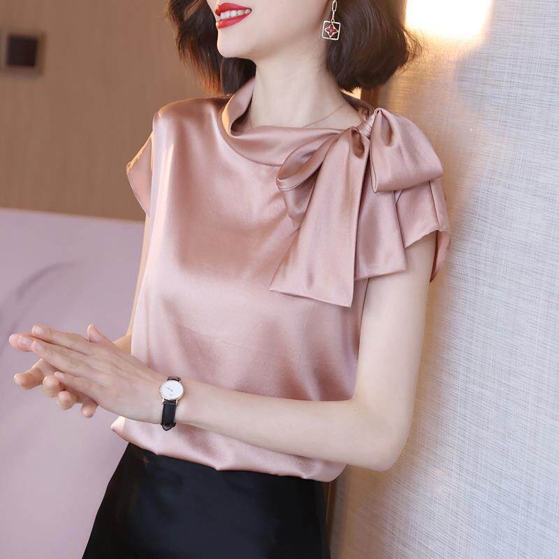 Womens Blouse Shirt Seasonal Fashion Lantern Sleeve Casual Loose Satin  Blouse