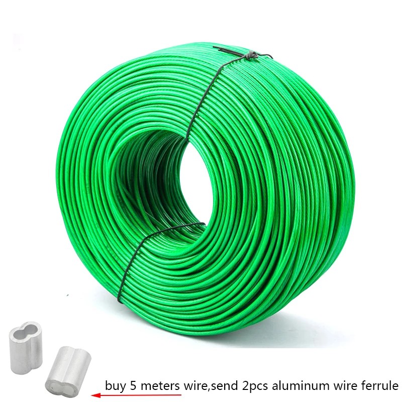 5 Meter Steel wire Green PVC Coated Flexible Wire Rope Cable for ...