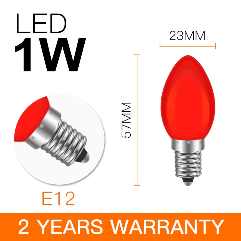 SUNSHINE LED Bulb Red Globe Red Candle Bulb 1W/1.5W B22/E12/E14/E27 LED ...