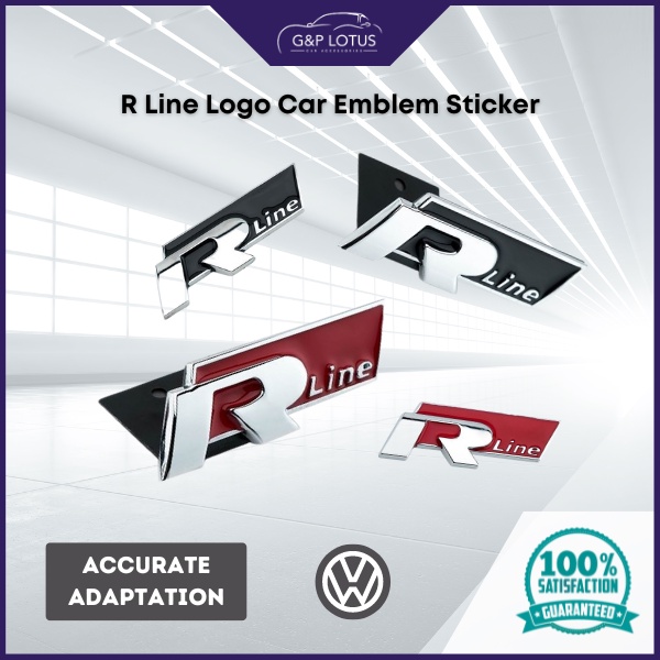 Universal Volkswagen Vw 3D R line Logo Car Emblem Sticker Front & Rear ...