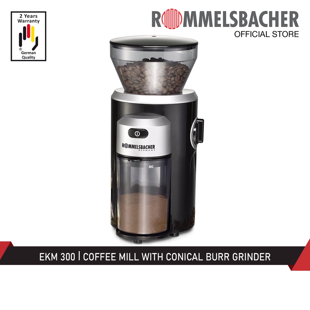 Rommelsbacher EKM 300 Coffee Mill with Conical Burr Grinder 150w 220 ...