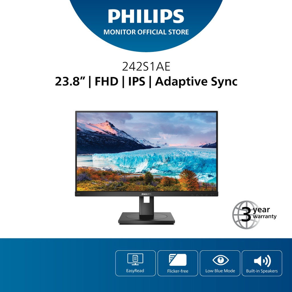 Philips 242S1AE 23.8" IPS FHD 75Hz adjustment stand bulit-in Speaker ...