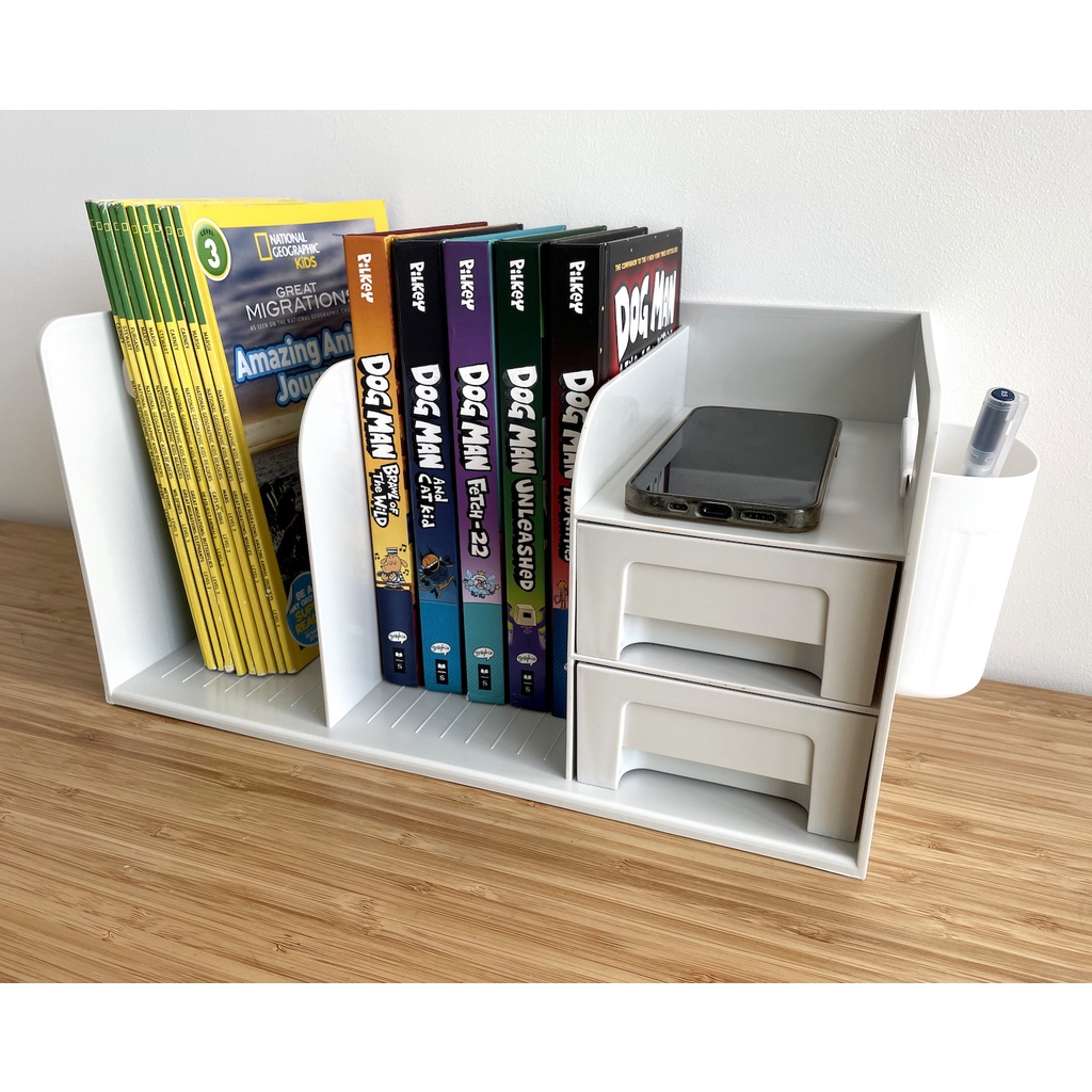 【SG Local Stock】Desk Organizer with Book Shelf 2 Tier Drawer Study