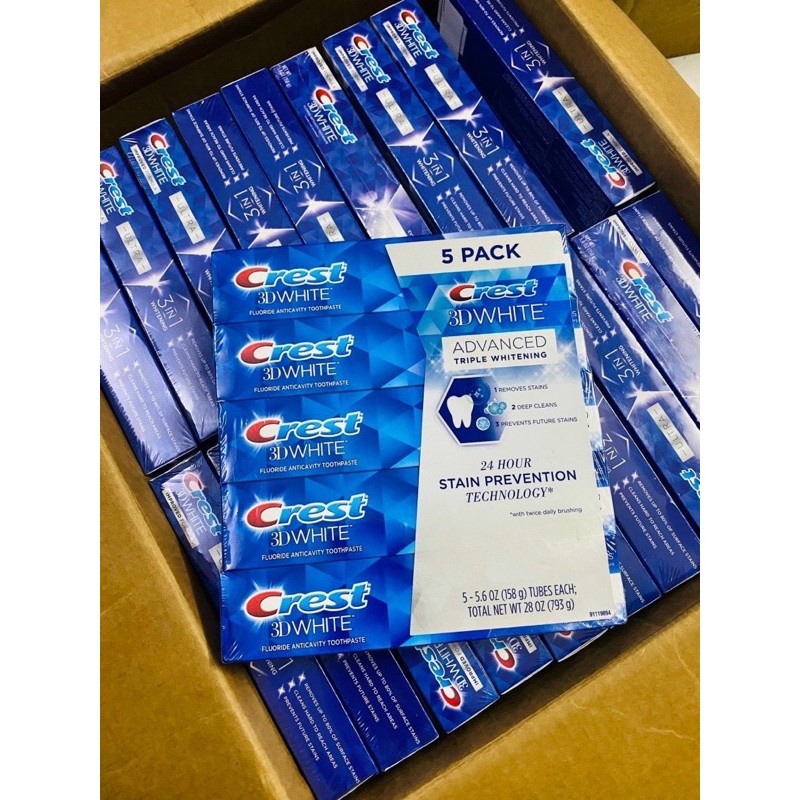 Crest 3D WHITE toothpaste 158g WHITE ADVANCED TRIPLE WHITENING Shopee
