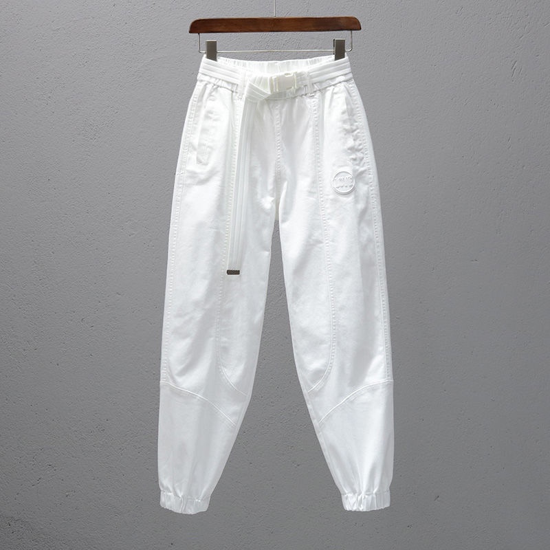 White Pants Women's Elastic Waist Loose Casual Pants Spring / Summer ...