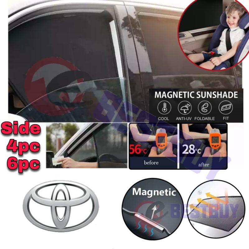 magnetic sunshade toyota car  window curtain magnet altis vios camry fortuner vigo revo harrier prius wish chr sun shade