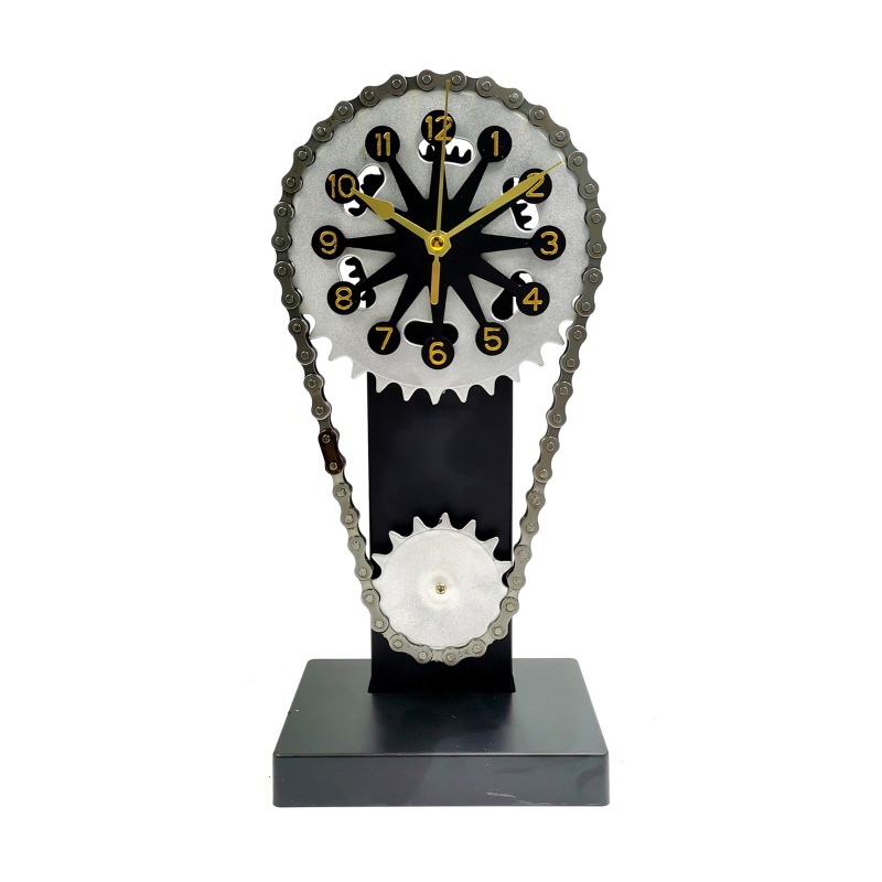 Alilin for Creative Vintage Desk Clock Antique Gear Iron Timing Chain ...