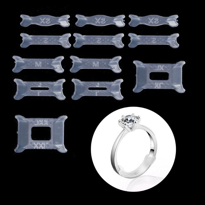 12Pcs/Bag Invisible Clear Ring Size Adjuster Pads for Loose Ring Size  Reducer Spacer Ring Guard Jewelry Tools