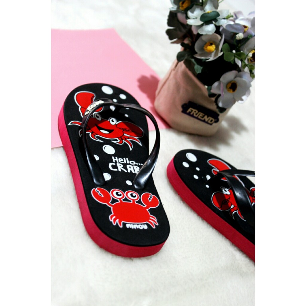Sandals Girls Sandals mimoys Flip Flops flat crab crab Shopee Singapore