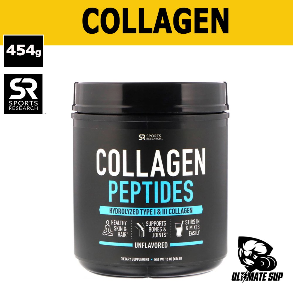 Sports Research, Collagen Peptides Powder | Certified Paleo Friendly and Gluten Free | Unflavored 454g - Ultimate Sup