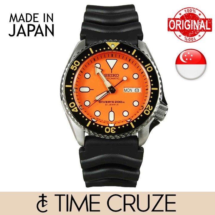 Time Cruze Seiko SKX011J Automatic Japan Made Orange Dial Sports Men Watch SKX011J SKX011 Shopee Singapore