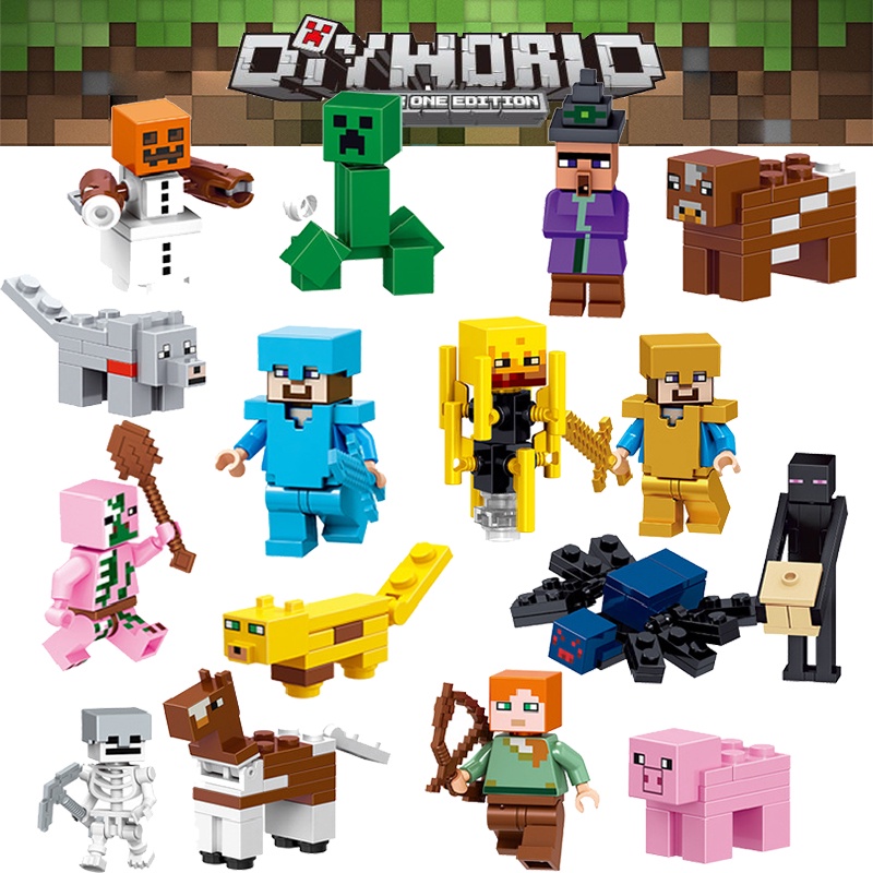 16pcs Minecraft DIY toy my world MC Minifigures Building Blocks Toys ...