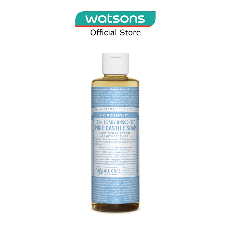DR BRONNER'S Baby Unscented Castile Liquid Soap 237Ml Shopee Singapore