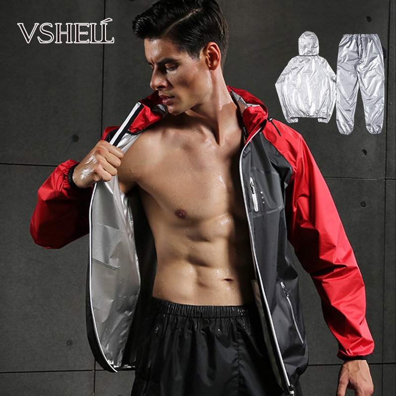 [VSHELL]Ready Stock Fitness Loss Weight Sauna Suit for Men Sauna Jacket Sweat Suit Tracksuit Men Weight Control Clothing Running Exercise Gym Thin Sweat Suit