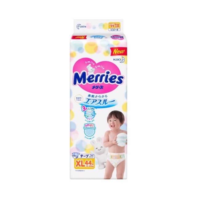 MERRIES TAPE DIAPERS XL size 44Sx4 bags (1 carton) | Shopee Singapore