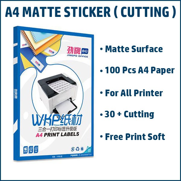 【A4 Sticker】Matte / 100 PCS / Label Print Address Waybill Barcode ...