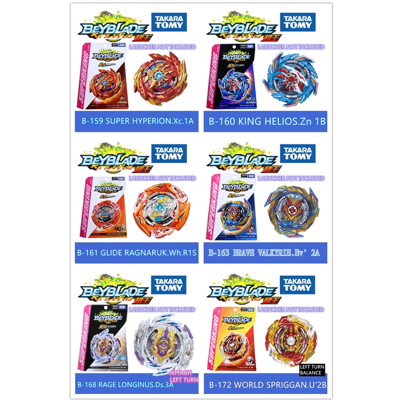 TOMY BEYBLADE BURST SUPER KING BOOSTER B-159/B-160 KING HELIOS.Zn 1B/B ...