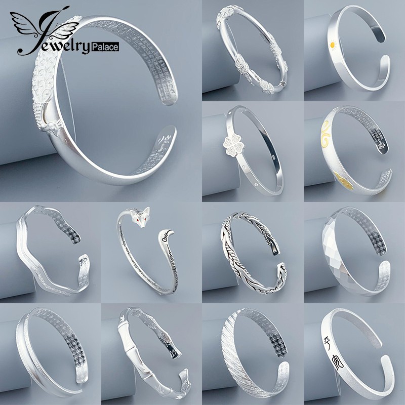 S999 Silver bracelets, a variety of optional silver adjustable bracelet for women,Happiness, vintage bracelet, heart sutra,jewellery【S999纯银手镯】银手镯女节日礼物千足银简约手环银手链