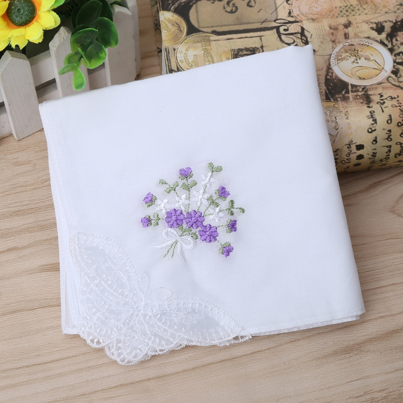 Lot De 6 Mouchoirs En Tissu Pour Femme – Motif Floral Vintage Brodé, Doux Et Absorbant