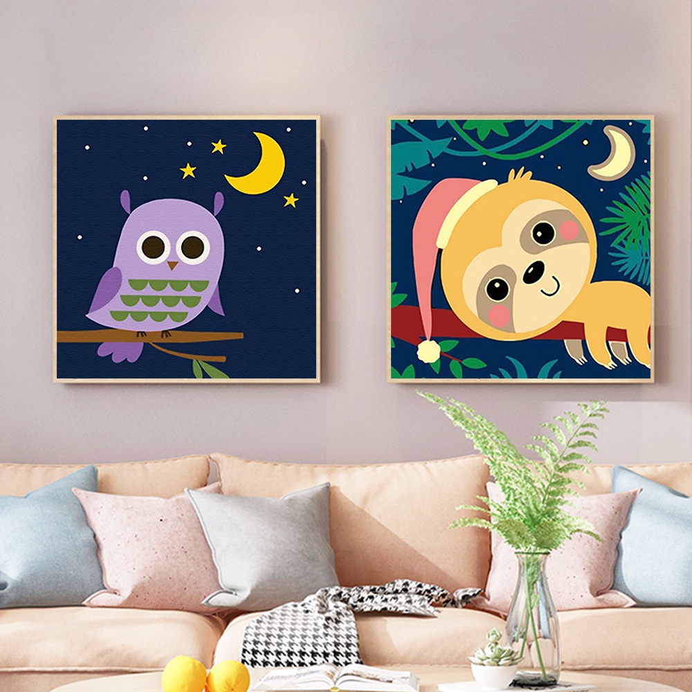 DROFE~Diy Painting By Numbers For Children Cute Cartoon Animals