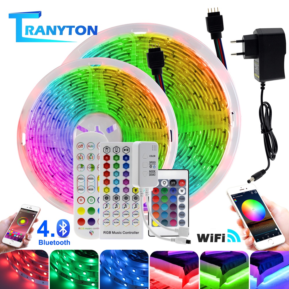 Tranyton Lighting WiFi LED Strip Light 5050 RGB Changeable 5m 10m 15m ...