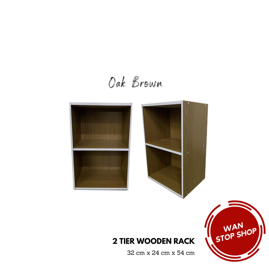 2 Tier Wooden Book Rack Wooden Rack Rak Kayu 2 Tingkat Rak Buku Kayu ...