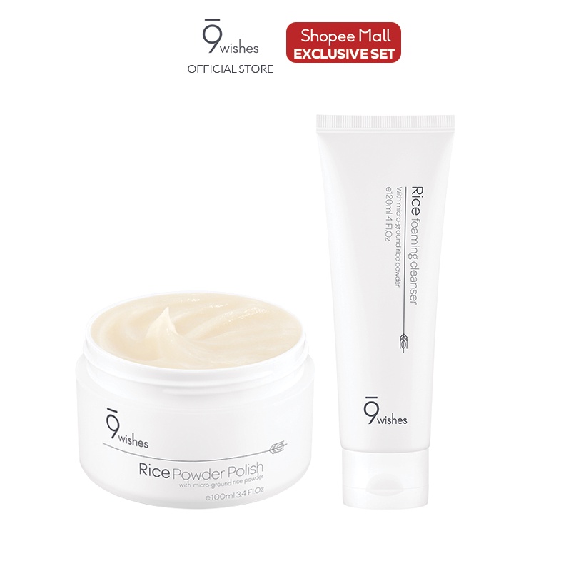 9wishes Rice Baby Face Cleansing Set - Rice Powder Polish + Foam ...