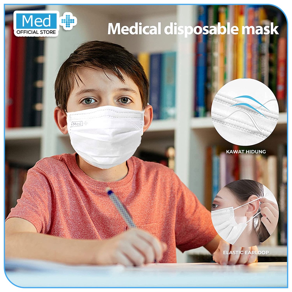 Med+ Masker 3Ply 50 Pcs / Masker 3Ply Kemenkes Disposable Face Mask - Gambar 3