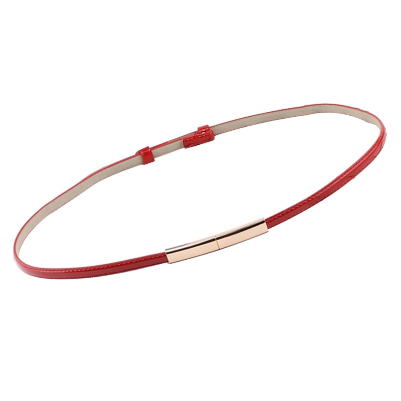 Adjustable Elastic Ladies Dress Waist Belt Slim Leather Women Belt Gold