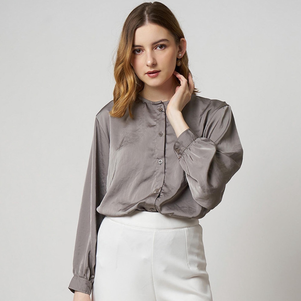 Monellina 601329 Blouse Oversize Wanita Lengan Panjang - Gambar 2