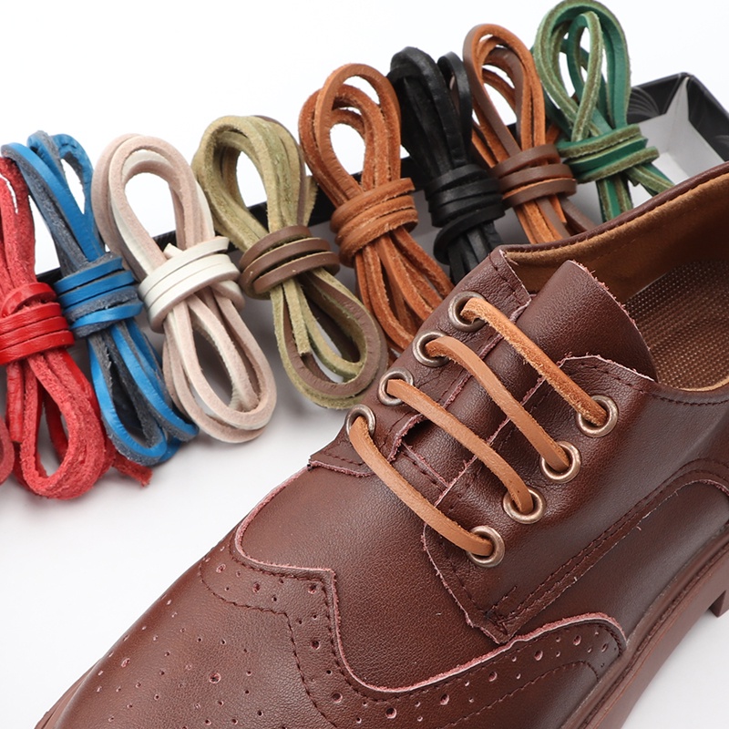 Flat Shoelaces High Quality Solid Leather Shoe Laces Classic Multicolor