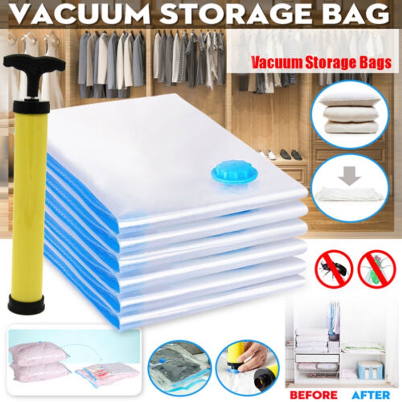 Reusable Vacuum Storage Bag Space Saving Seal Vacuum Bags For Clothes Zip Lock Compressed Travel Storage Bags Sealer Bag Shopee Singapore