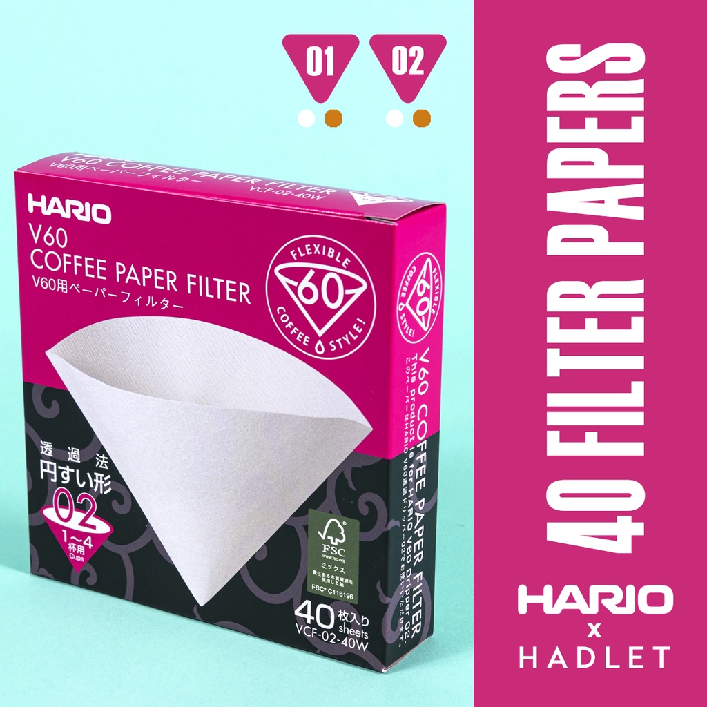 Hario V60 Coffee Paper Filter 0102 [40 Count] White/Natural Shopee