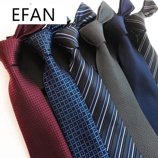 Lazy Men's Zipper Necktie Solid Striped Casual Business Wedding