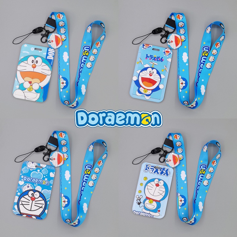 Japan Doraemon cartoon card holder Pvc card student campus card lanyard