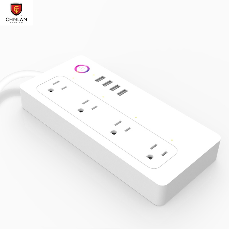 Tuya App Remote Control Electrical WiFi Smart Power Strip 15A with 4 Extension Socket Outlet +4
