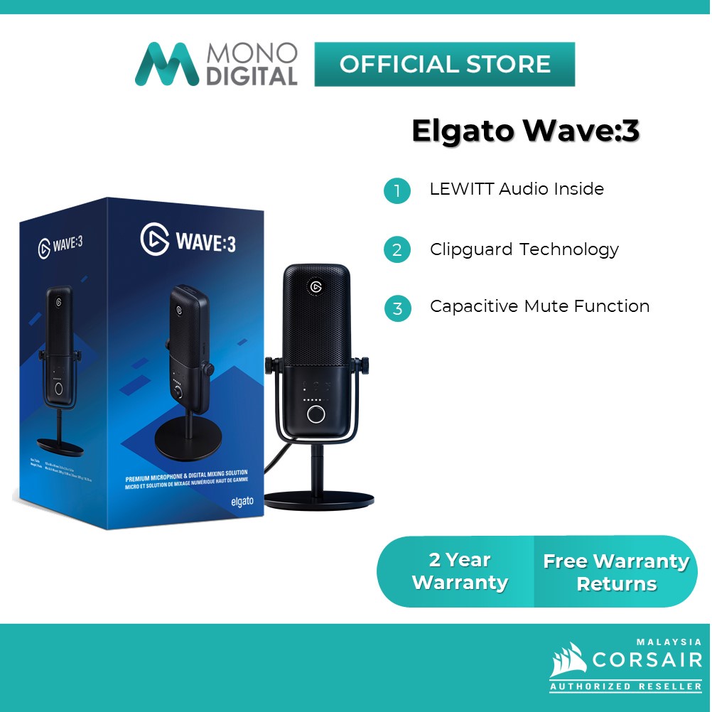 CORSAIR Elgato Wave 3/ Wave 1 Premium Microphone and Digital Mixing ...