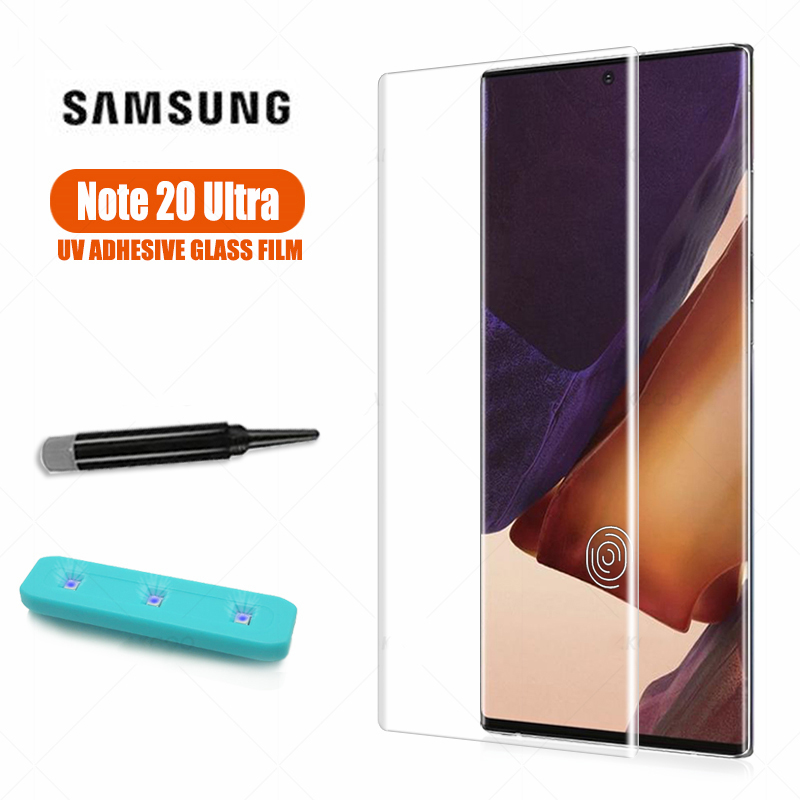 Samsung Galaxy S24 Ultra S23 Plus S22 5G S21 Note 20 10 S20 UV Glue Light  Full Cover Tempered Glass Screen Protector