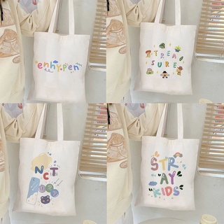 Yoongi Suga Canvas Tote Bag Korean Fashion Shoulder Big Bag Women Casual  Fabric Bags Harajuku Black