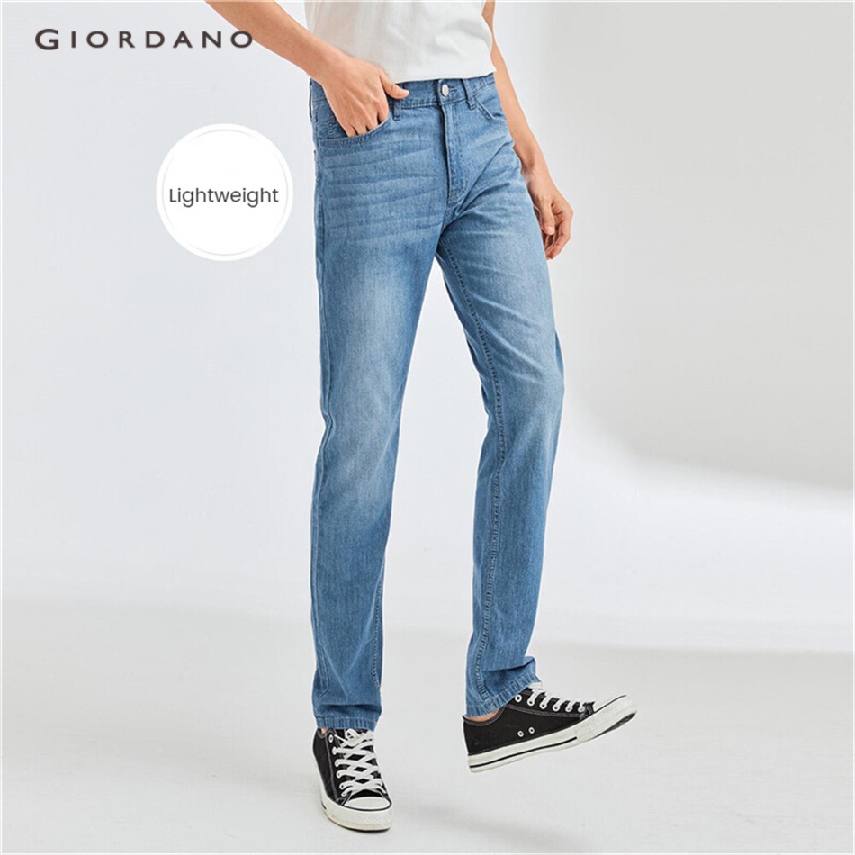GIORDANO MEN Moustache effect lightweight jeans 13111011 Shopee Singapore