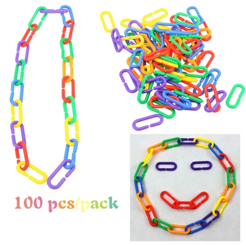 95pcs Plastic C-clips Hooks Chain Links C-links Diy Toy
