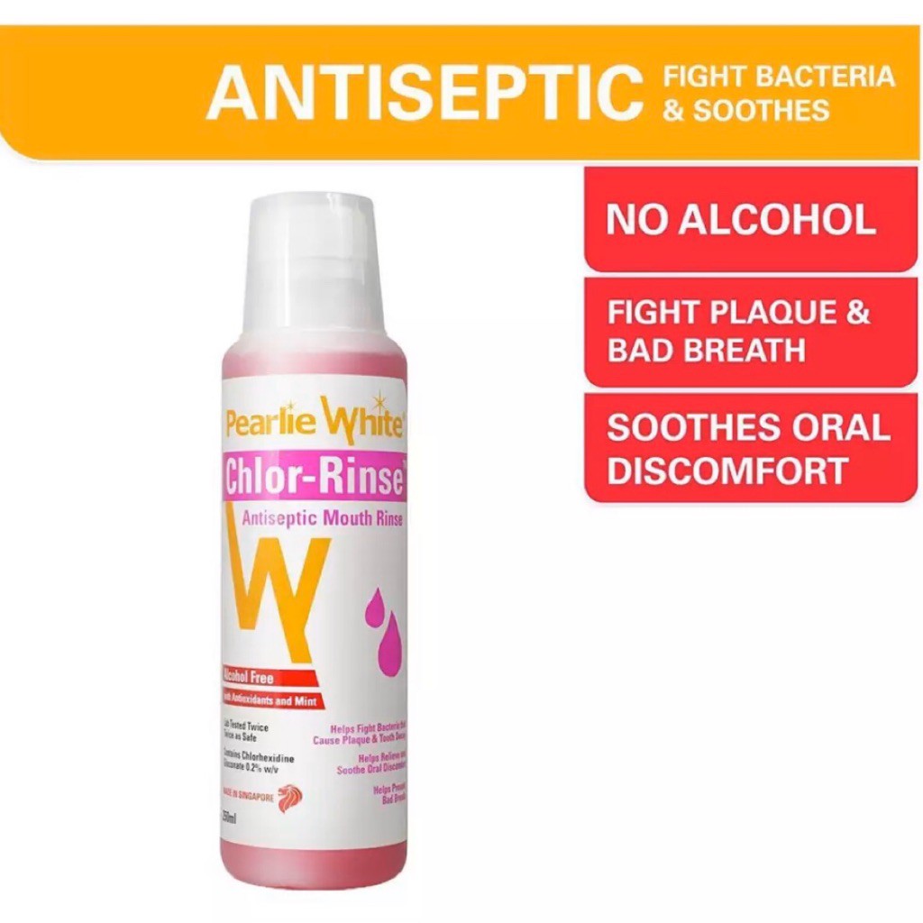 Pearlie White Alcohol Free Chlor-Rinse Antiseptic Mouth Rinse 250ml ...