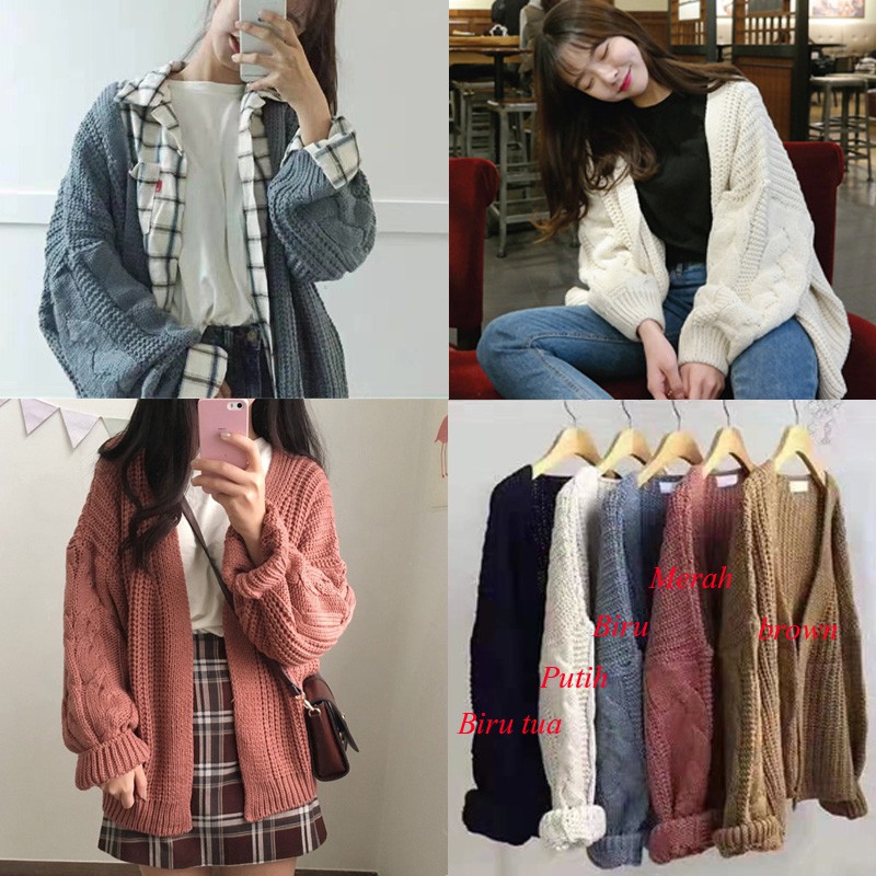 Ready Stock ❀ Linki plain knit cardigan long sleeve tops casual loose women clothing