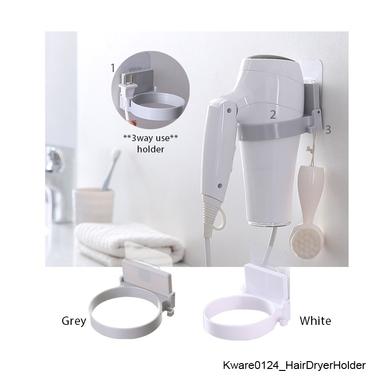 Bathroom Hair Dryer Rack Wall Mounted Hair Blower Holder Magic Adhesive ...